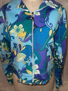 Mesmerize Jacket Size Medium blue yellow purple zip front